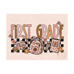 First Grade PNG-Girly Back to School Sublimation Digital Design Download- first grade girl png, back to school png, elem