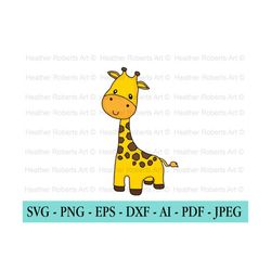 Cute Baby Giraffe SVG, Digital clipart, vector graphics, Baby Shower invitation, Safari Animals,  Cut file for Cricut, Silhouette, Cameo
