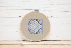 Blue biscornu cross stitch pattern Cute cross stitch pincushion Winter ornament Digital format PDF