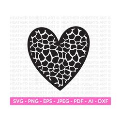 Giraffe Pattern Heart Svg, Heart SVG, Hand-drawn Heart svg, Valentine Heart svg, Heart Shape, Patterned Heart, Cut Files Cricut,Silhouette