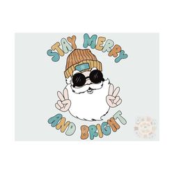 Merry and Bright PNG-Christmas Sublimation Digital Design Download-Santa claus png, groovy Santa png, groovy Christmas p