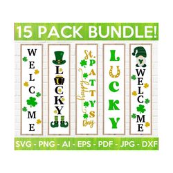 St. Patrick's Day Porch Sign SVG Bundle, St. Patty's Day Bundle, Lucky Porch Sign SVG, Welcome Signs, Vertical Signs, Cut Files for Cricut,