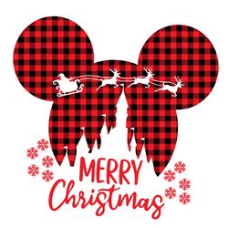 Merry Christmas Buffalo Check Plaid Mickey Logo SVG