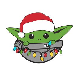 Merry Christmas Santa Baby Yoda Light String SVG