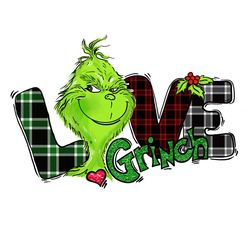 Love Buffalo Plaid Grinch Christmas PNG Design