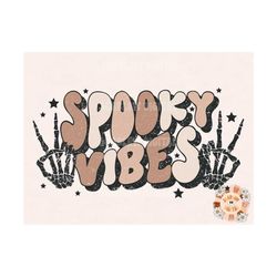 Spooky Vibes PNG-Halloween Sublimation Digital Design Download-spooky season png, skeleton png, ghost png, boho Hallowee