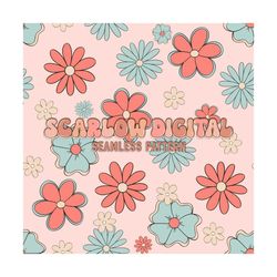 Patriotic Flowers Seamless Pattern-July 4th Sublimation Digital Design Download-floral seamless pattern, fourth of july
