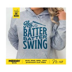 Hey Batter Batter Swing, Svg Png Dxf Eps, Funny Baseball Shirt Design, Baseball Mom Svg Png, Baseball Svg for Mom, Cricut, Silhouette
