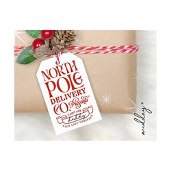 North Pole Delivery Svg, Christmas Gift tag Card, Present Tag, North Pole Express Png, Christmas Santa Sack, Cricut Cut Files, Silhouette