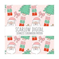 Ho Ho Ho Seamless Pattern-Christmas Sublimation Design Download-christmas bow seamless pattern, santa claus sublimation,