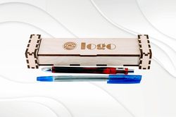 Gift two pens box case, svg dxf vector design laser cutting. Vector laser files holder pen, laser model, laser pattern.