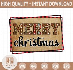 Merry Christmas PNG, Red Buffalo Plaid Xmas sublimation designs downloads, shirt design holiday Santa tshirt clipart cli