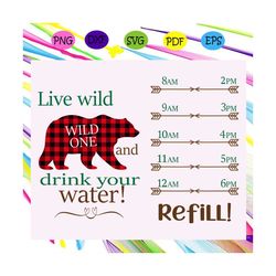 Live wild and drink your water, Bear Svg,Live Wild Svg, Water Level Tracker,Water bottle Svg,Fitness Svg,trending svg Fi