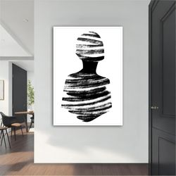 Black And White Woman Modern Canvas ,Modern Painting, Wall Art, Modern  Canvas,  Abstract Art, Black and White Canvas Ar