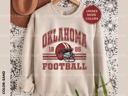 Oklahoma Football Crewneck Sweatshirt, Sooners Vintage 80s Retro Style Football Shirt