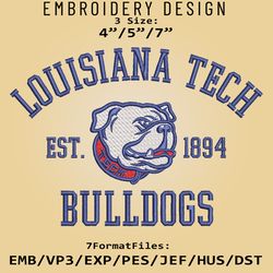 Louisiana Tech Bulldogs embroidery design, NCAA Logo Embroidery Files, NCAA Bulldogs, Machine Embroidery Pattern