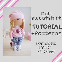 Doll sweatshirt sewing instructions and patterns. PDF tutorial