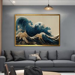 Abstract Sea Wave Canvas Wall Art, Great Wave off Kanagawa Canvas Print ,Sea Landscape Wall Decor, The Great Wave Art