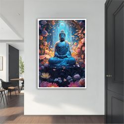Blue Buddha Canvas, Wall Art Canvas Design, Asian wall art, Buddha Print Wall Art, Buddha Wall Art,Buddha Poster, Home d