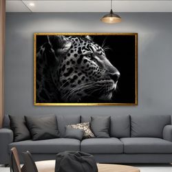 black and white tiger canvas painting, tiger print canvas, black tiger wall art,  wild tiger canvas, animals canvas