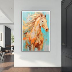 yellow horse canvas painting, yellow horse poster, yellow horse wall art, yellow horse art,home decor, animal wall decor