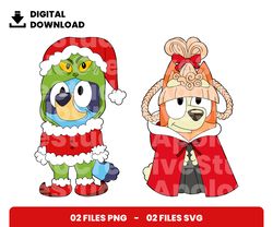 Bundle Layered Svg, Christmas, Christmas Bluey Dog, Bluey Grinch, Digital Download, Clipart, PNG, SVG, Cricut