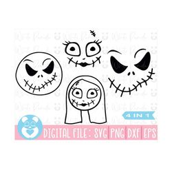 Jack and Sally Svg,The Nightmare Before Christmas Svg,Jack Skellington Svg,Files for Cricut,Silhouette,Digital file,Inst