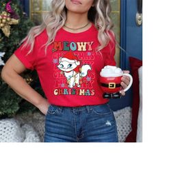 Aristocats Santa Marie Christmas Lights Shirt | Meowy Christmas Shirt | Christmas Party Gifts | Santa Marie Christmas Sh