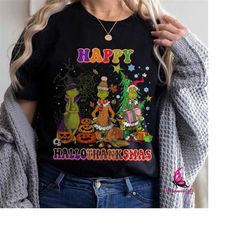 Happy Hallothanksmas Sweatshirt, Grinch Christmas Shirts, Funny Christmas Crewneck Shirt, Grinchmas Sweatshirt, Christma