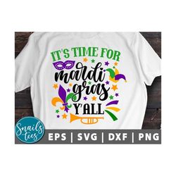 Mardi gras svg cut file Cricut cameo It's time for Mardi gras y'all Svg Png Fat Tuesday Carnival Svg Beads svg Fat Tuesd