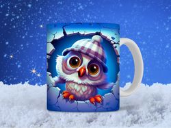 3D Baby Owl Christmas Mug
