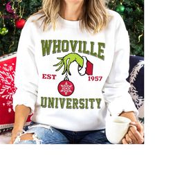 Christmas Whoville University Est 1957 Sweatshirt, Holiday Sweatshirt, Xmas Party Shirt, Christmas Family Gift, Christma