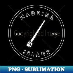 Madeira Island 1419 logo with the traditional stick to stir Poncha in black  white - Unique Sublimation PNG Download - Unleash Your Creativity