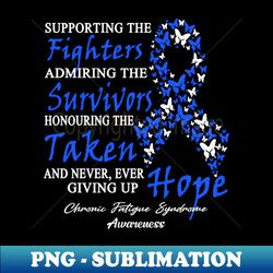 Chronic Fatigue Syndrome Awareness Supporting The Fighters - Butterfly Ribbon Faith Hope Cure - Premium PNG Sublimation File - Revolutionize Your Designs