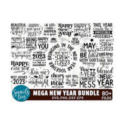 New Year 2023 Bundle svg, png, dxf, Happy New Year SVG, New Year quotes svg, New Year Clipart, Sublimation, svg files fo