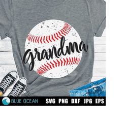 Baseball grandma SVG, Baseball distressed, Baseball grungre ball, Grandma baseball fan cut files