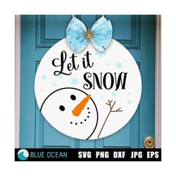 Let it snow SVG, Christmas round sign SVG, Snowman SVG, Winter svg, Christmas svg