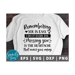 Remembering You Is Easy Svg Png Dxf Memorial Svg Funeral svg, Memorial Quote, in memory of Miss You Svg cut File Cricut
