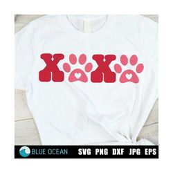 Valentine's Day svg, XoXo Paw Prints svg, Funny Valentine svg,  Dog Lovers Valentine, Valentines day shirt