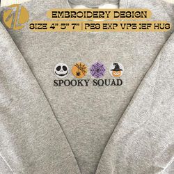 Cute Spooky Round Sign Embroidery Machine Design, Cute Ghost Face Embroidery Design, Halloween Spooky Spider Embroidery File