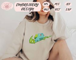 Anime Embroidered Sweatshirt, NIKE X Bulbasaur Pokemon Embroidered Sweatshirt, Unisex Embroidered Sweatshirt, Anime Embroidered Crewneck, Best Anime Sweatshirt, Embroidered Gift