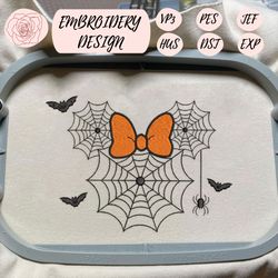 Cartoon Mouse Spider Web Embroidery Design, Happy Halloween Embroidery Design, Fall Season Ghost Embroidery File, Creepy Spooky Machine Embroidery Design