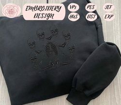Skeleton Halloween Embroidery File, Stay Spooky Embroidery Machine Design, Scary Skull Embroidery Design