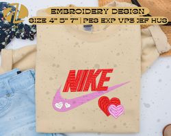 NIKE Heart Embroidered Sweatshirt, Matching Couple Embroidered Sweatshirt, Embroidered Couple Crewneck, Custom Embroidered Hoodie