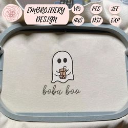 Spooky Halloween Embroidery File, Spooky Coffee Embroidery File, Boba Boo Embroidery Machine Design, Embroidery File
