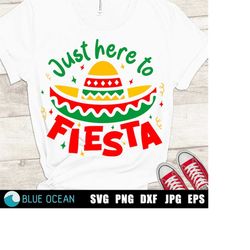 Cinco de Mayo SVG, Just here to fiesta SVG, Mexican Party, Mexican Hat SVG