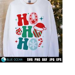 Ho Ho Ho PNG,  Disco ball, Retro Christmas SVG, Santa Claus SVG, Groovy Christmas png