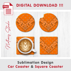 Paisley Bandana Pattern - Sublimation Waterslade Pattern - Car Coaster Design - Digital Download