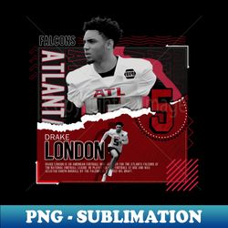 Drake London Football Paper Poster Falcons - High-Resolution PNG Sublimation File - Bring Your Designs to Life