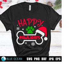 Happy Pawlidays SVG, Dog Christmas SVG, Funny dog christmas SVG, Christmas paw svg
